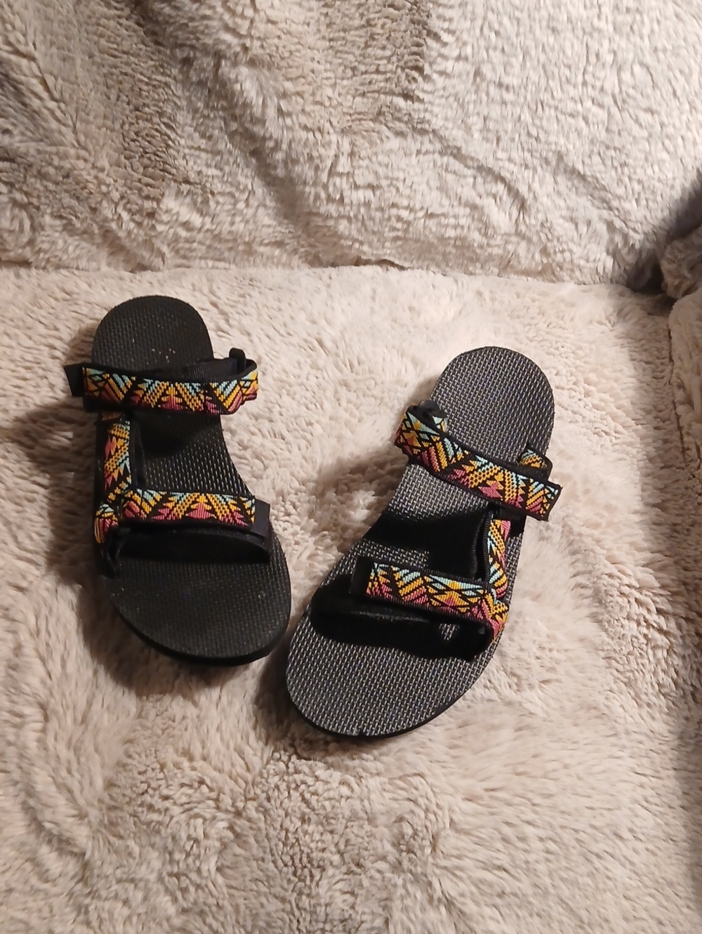 Teva Hippie Hiking Sandals with Multicolor Geometric Straps